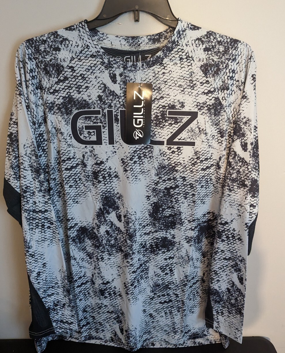 Gillz Men's LS UV Tournament Series V2 Gray Grunge Print L/S Fishing Shirt Sz XL gallery