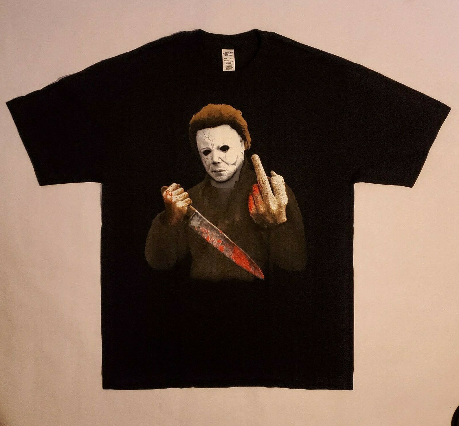 FREE SAME DAY SHIPPING New HALLOWEEN MICHAEL MYERS Giving Finger Shirt LARGE gallery