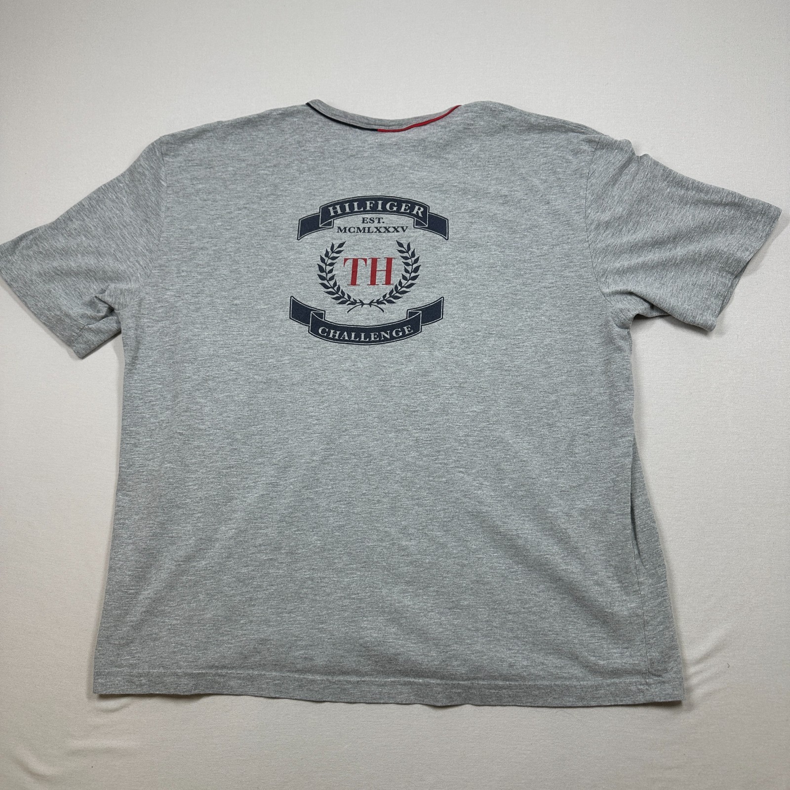Tommy Hilfiger Challenge V Neck Gray Y2K T-Shirt - Size XXL gallery