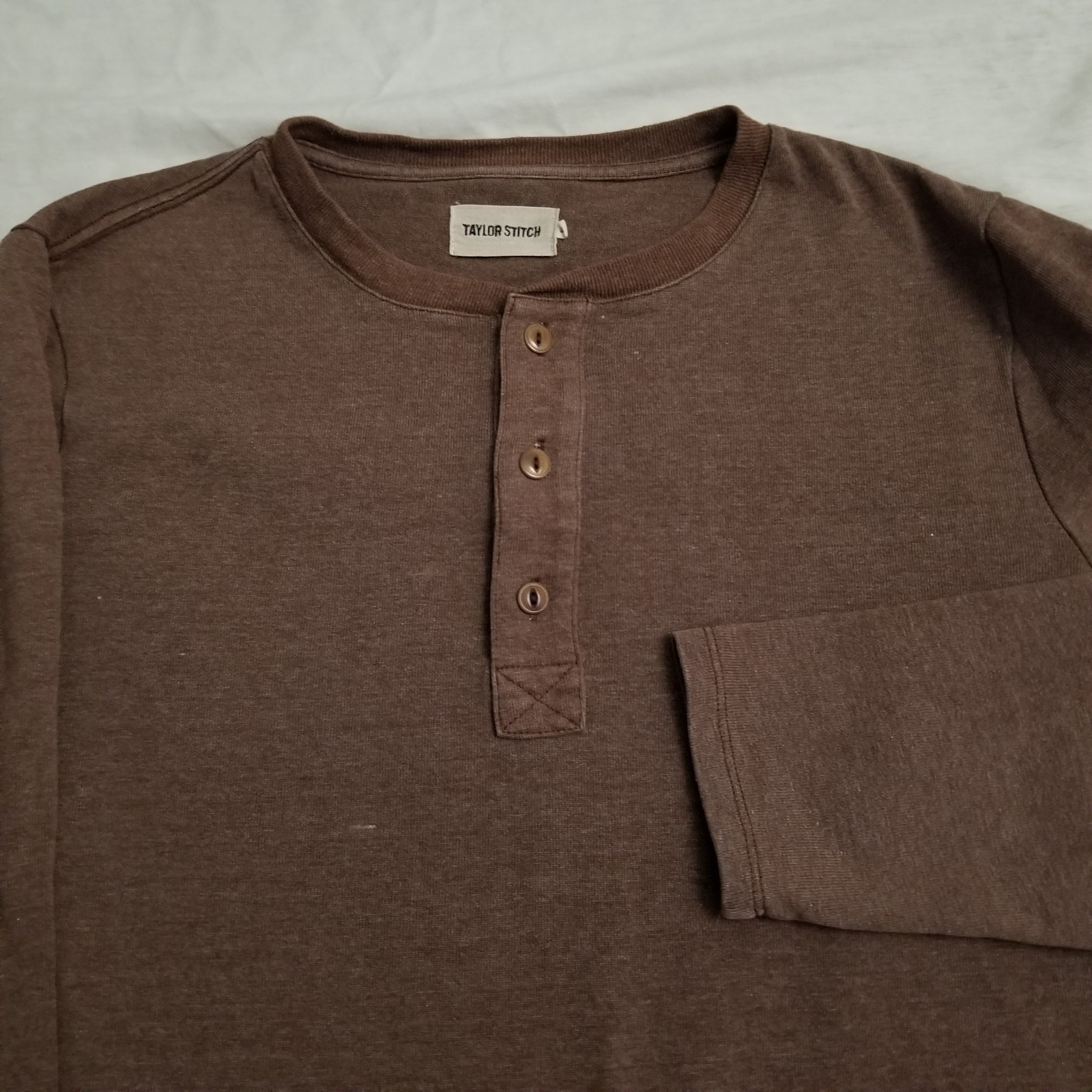 Taylor Stitch Henley Shirt Mens 38 Small Brown Long Sleeve Outdoors Casual gallery
