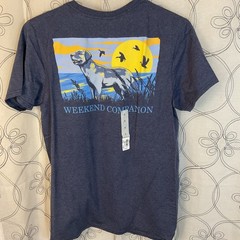 Croft & Barrow Weekend Companion Dog Duck Hunt Graphic T-Shirt Blue Size Medium
