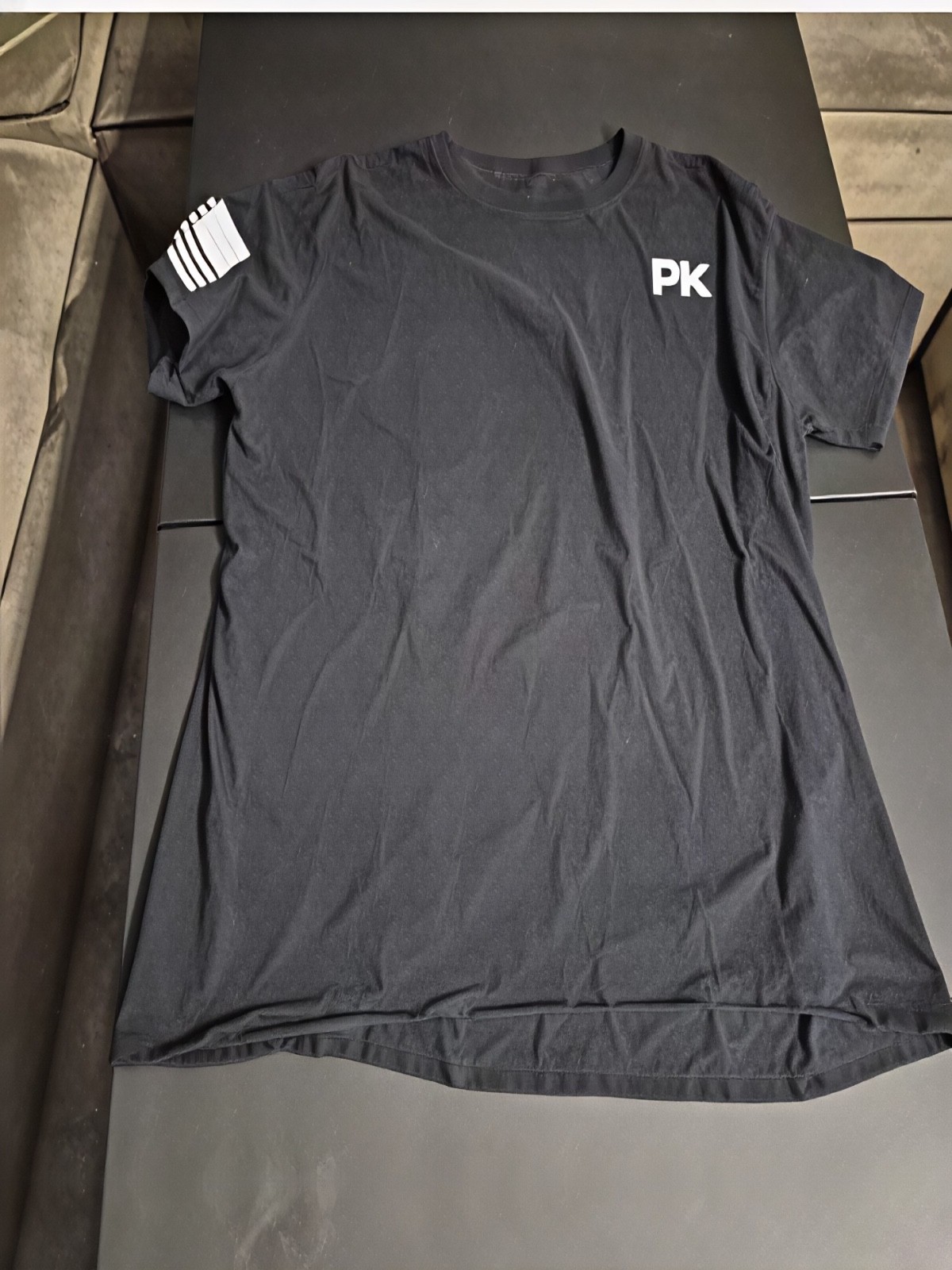 Men's Black Cotton Knit Graphic Print Crew Neck Short Sleeve T-Shirt PK Logo gallery
