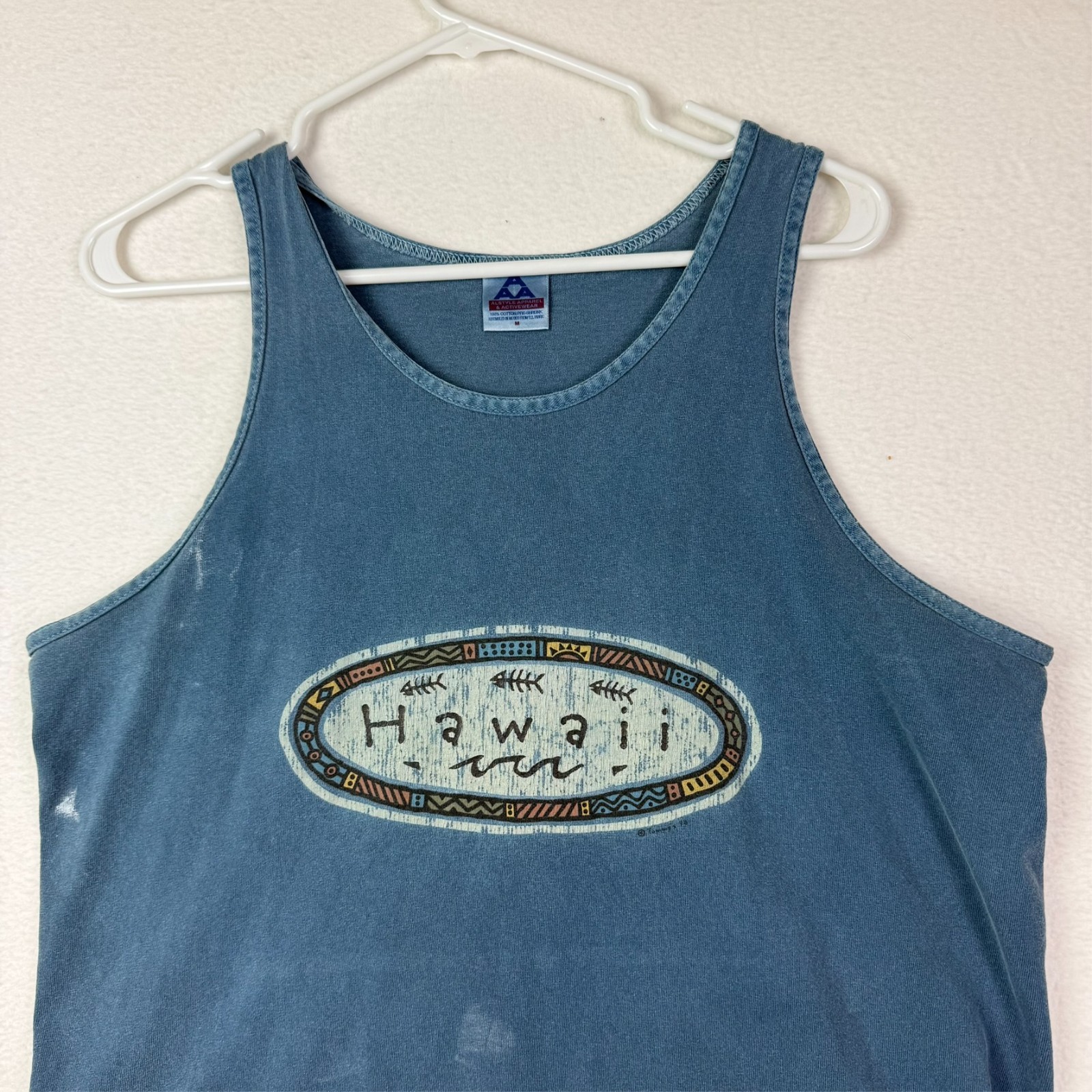 Hawaii Tank Top Shirt Mens Medium Alstyle Apparel Activewear Blue gallery