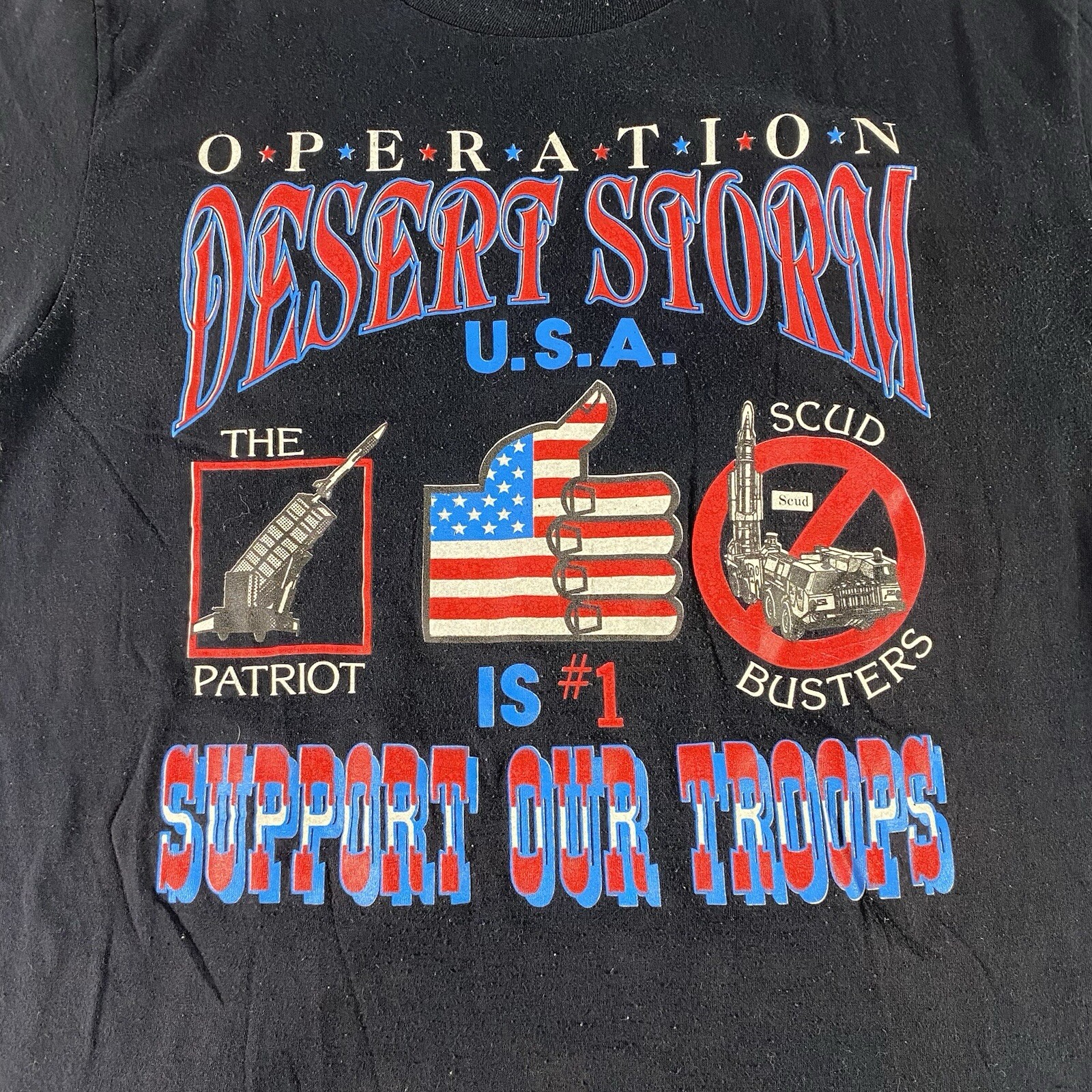Vintage Desert Storm T Shirt Mens Medium War Tee Support Our Troops USA