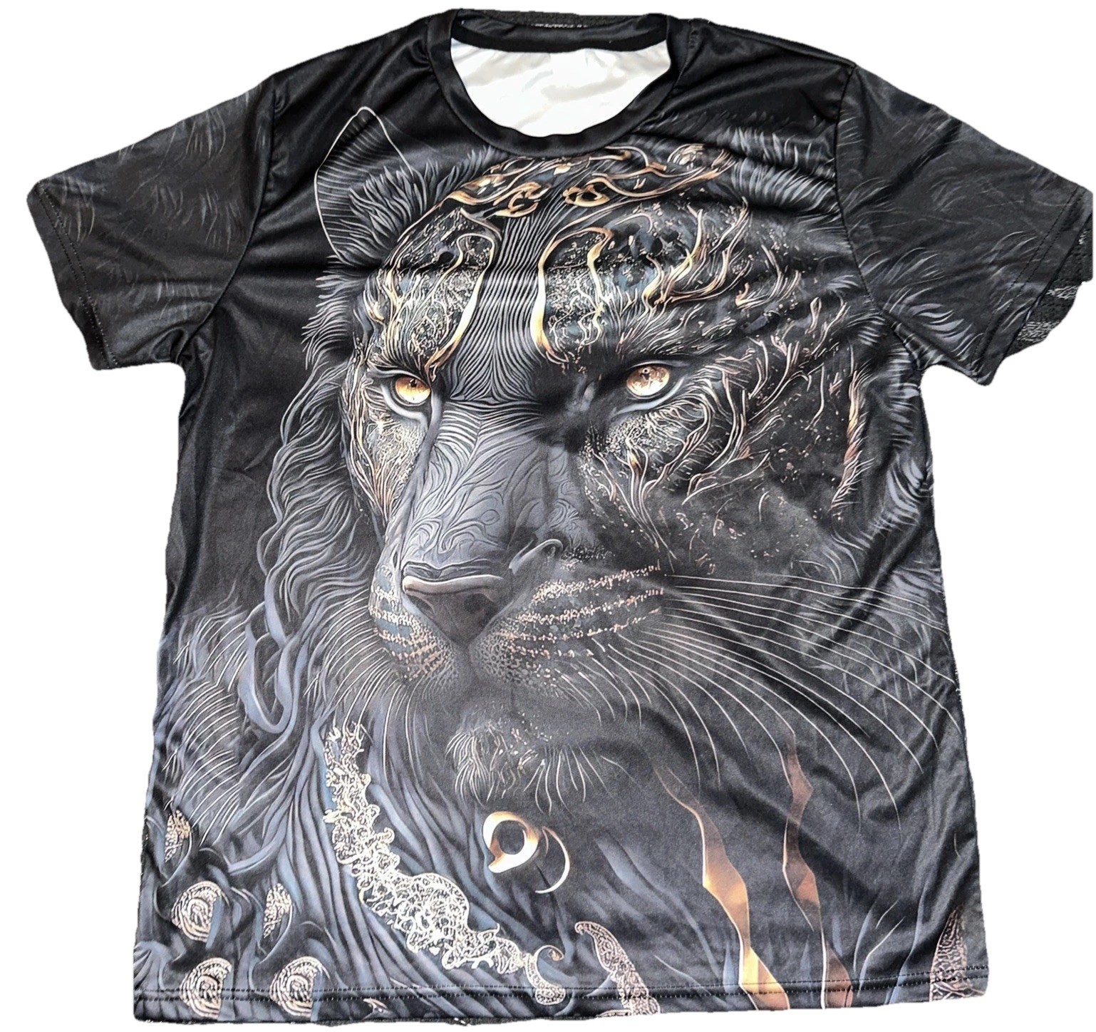 Panther Lion Print Tees Tops Summer Casual Animal Men size L gallery