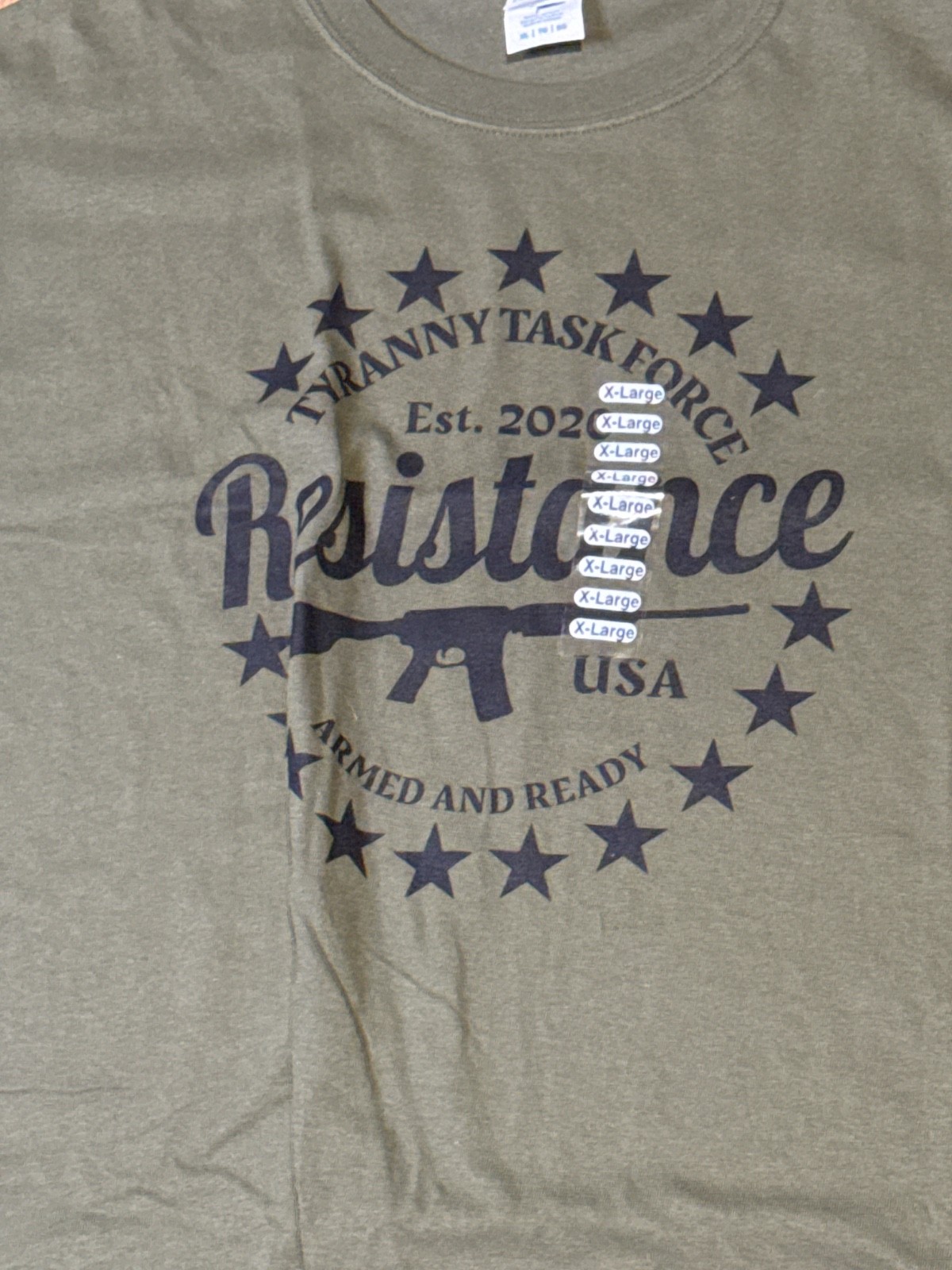 NWT Tyranny Task Force: Resistance" military green t-shirt Men's XL (N0626480) gallery