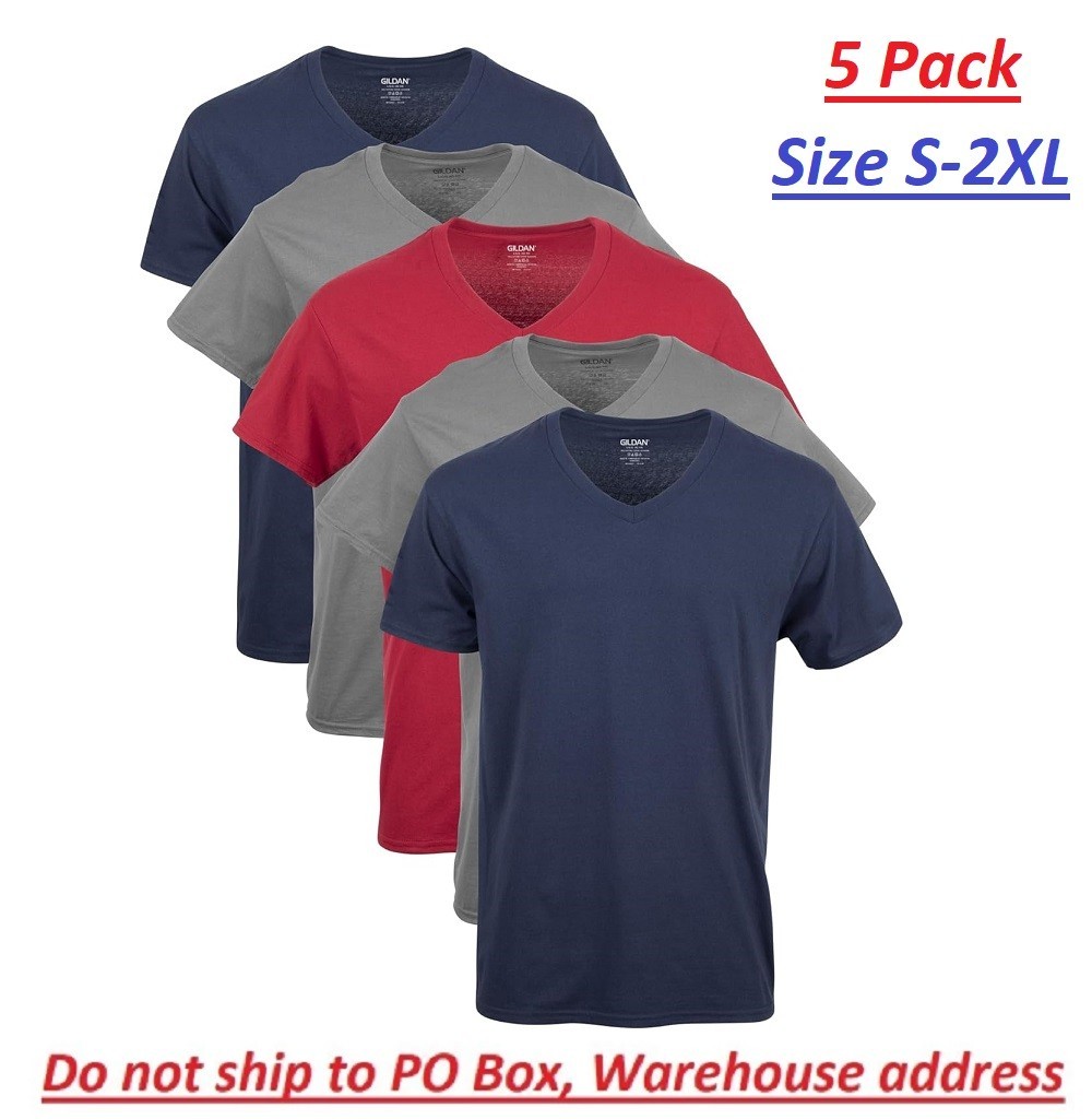 Gildan Adult Men's Short Sleeve V-Neck Assorted Color T-Shirt, 5-Pack, Sizes S-2 gallery