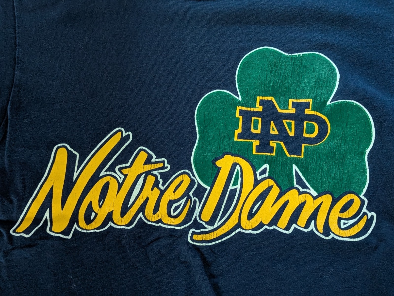 80s 90s Notre Dame Fighting Irish Logo Green Clover T-Shirt Medium The Game gallery