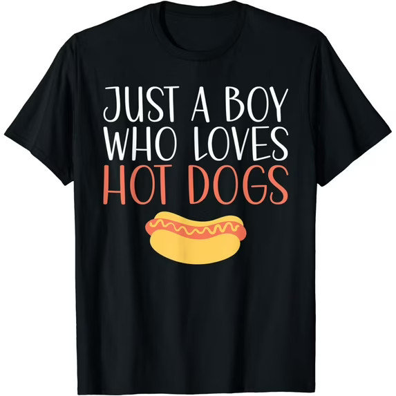 Just A Boy Who Loves Hot Dogs Black T-shirt gallery