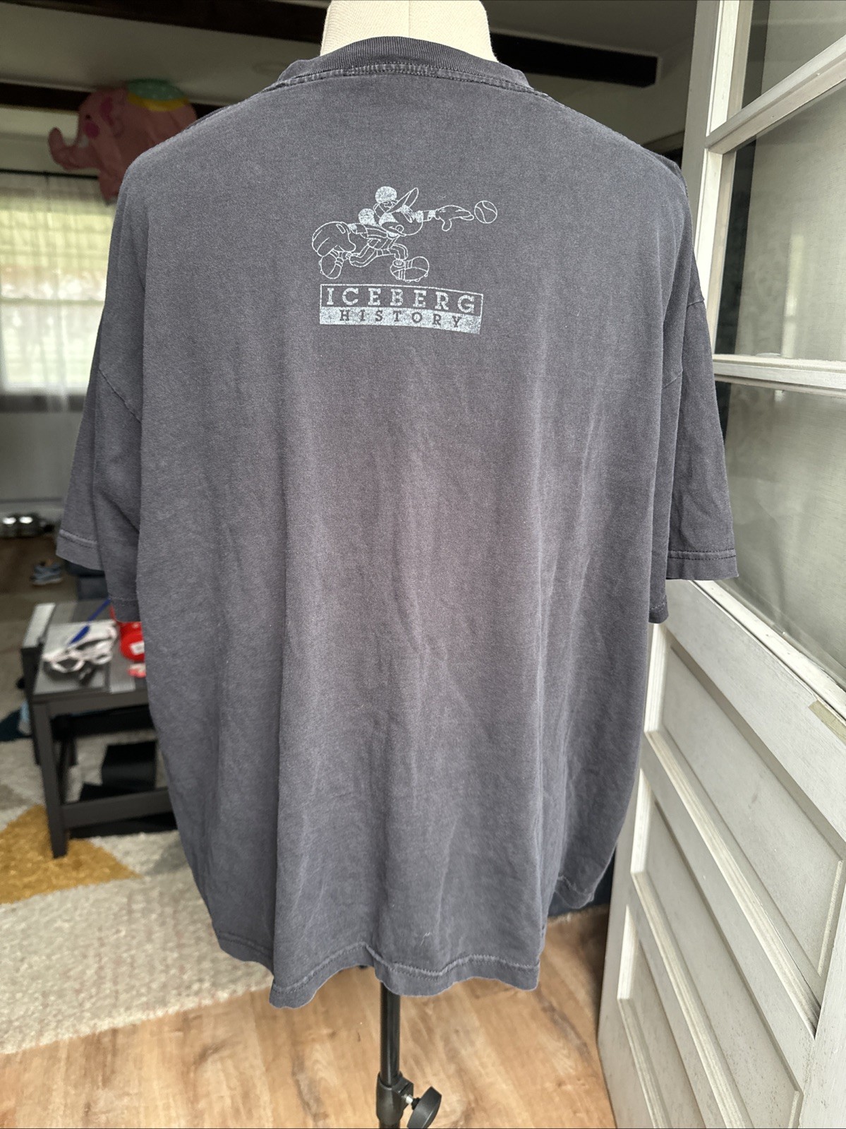 Vtg Iceberg History Mickey Baseball Black Boxy T-shirt 2XL Made In Italy gallery