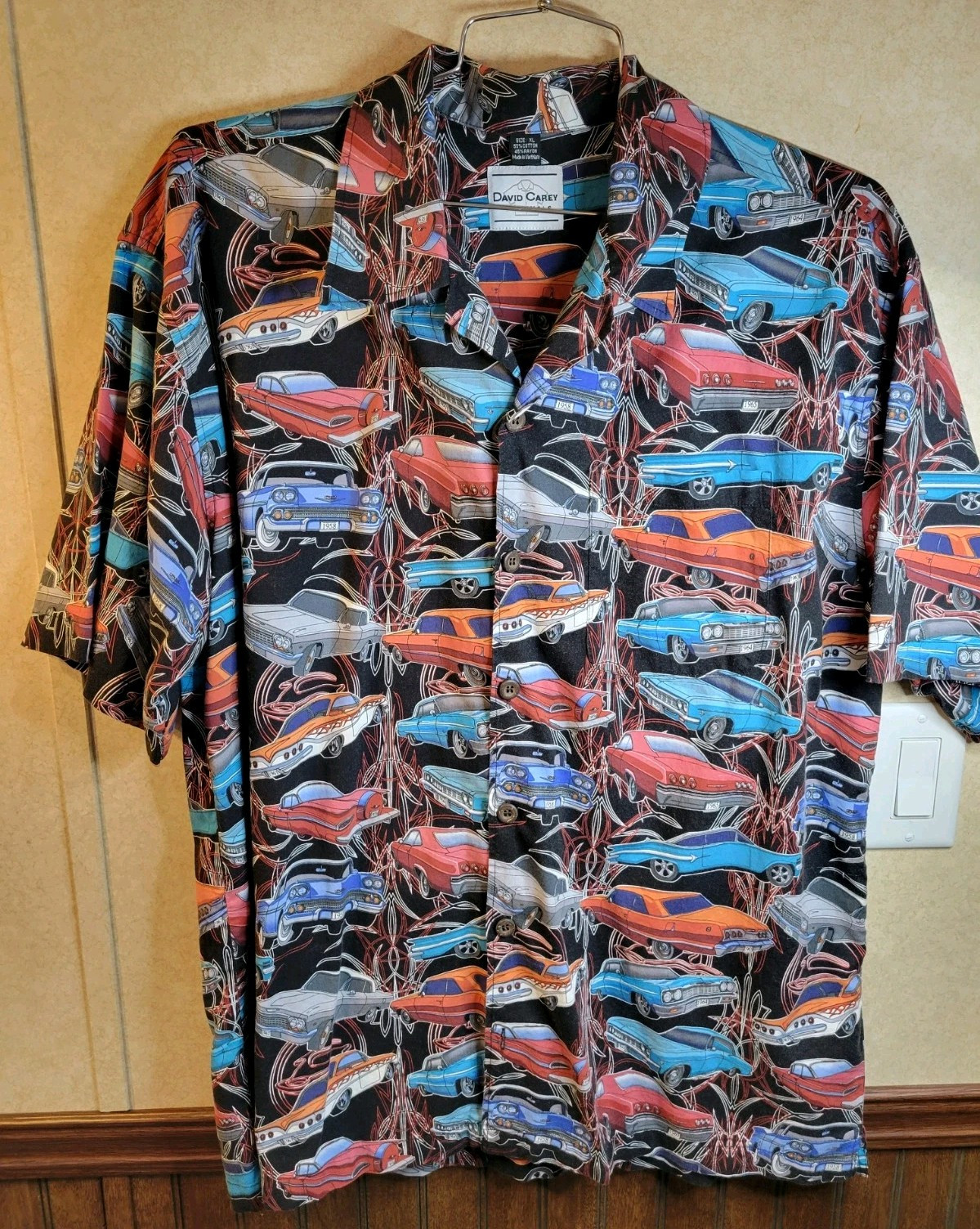 Men's XL Button-Up Shirt Chevy Car Design Multi Colored Pre-Owned gallery
