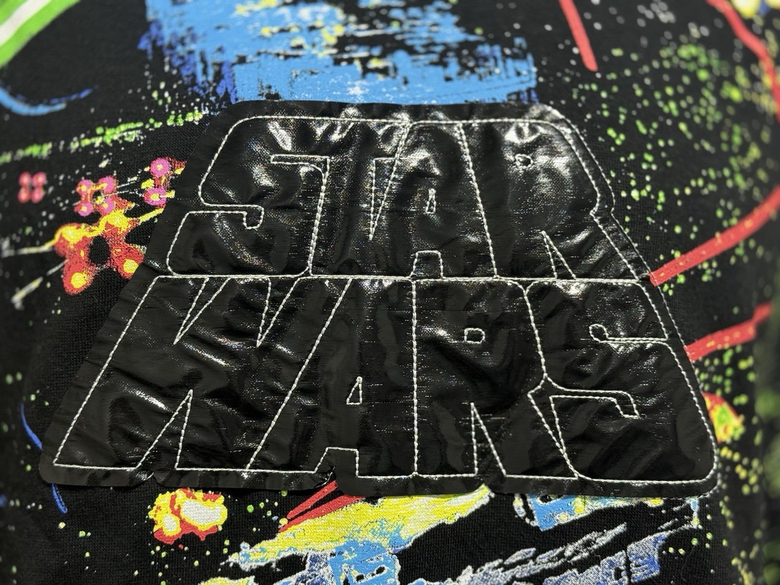 Lucas Film Star Wars Death Star Attack Sweatshirt XXL Paint Splatter Darth Luke gallery