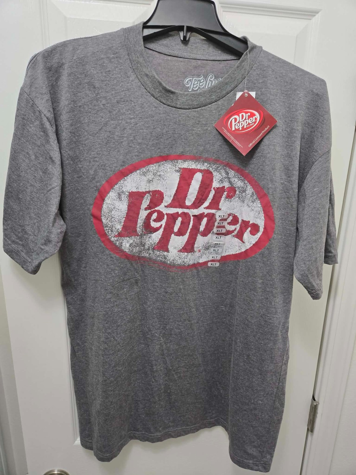 NWT! Mens Tee Luv GRAY Dr. Pepper Vintage Style T-Shirt Size XLT / XL TALL