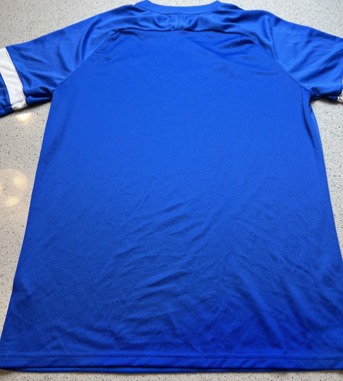 NIKE BLUE EMBROIDERED SWOOSH DRI-FIT T SHIRT SZ L gallery