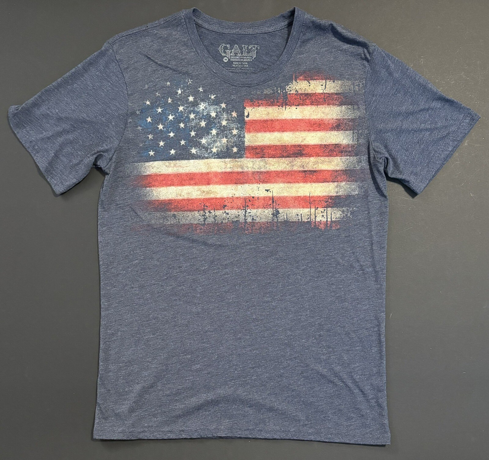 Men’s GALT Red White Blue Patriotic Flag Short Sleeve Athleisure Tshirt Size Med