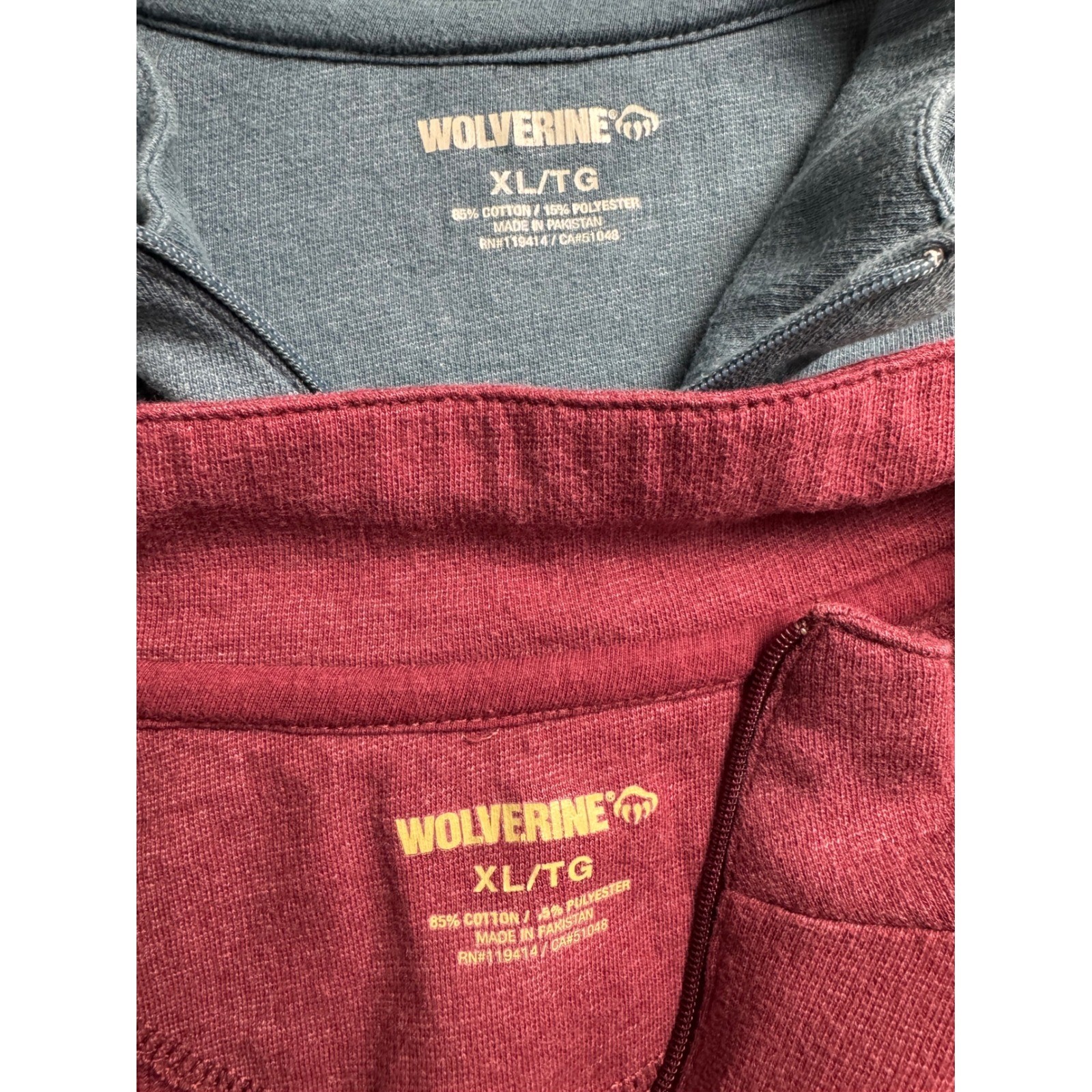 Wolverine Mens XL Quarter Zip Pullover Shirt Lot of 2 Blue Burgundy Long Sleeve gallery
