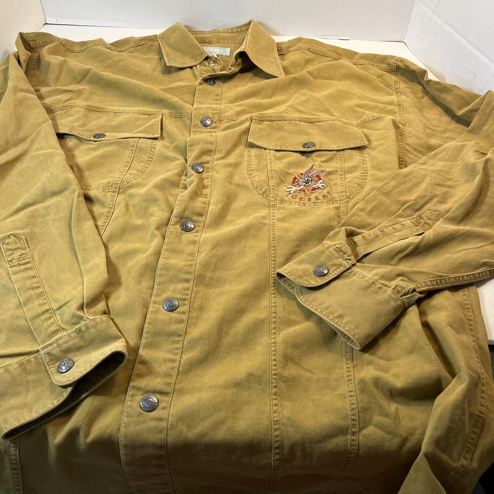 Iceberg men’s Shirt, Large, Loony Tunes, Bugs Bunny , Brown, Long Sleeve, Y2K