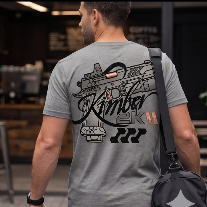 Custom 2KII Tactical Pistol T-Shirt - Grey Athletic Fit Tee - Premium Graphic gallery