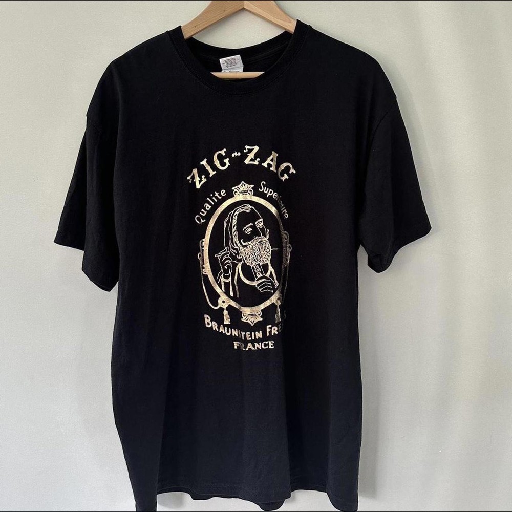 ¥¥ RETRO AUTHENTIC ZIG ZAG ROLLING PAPERS VINTAGE SHIRT 👕 with gold print ¥¥