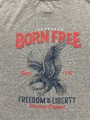 Born Free Men’s T Shirt Large Gray Graphic Freedom & Liberty American Original