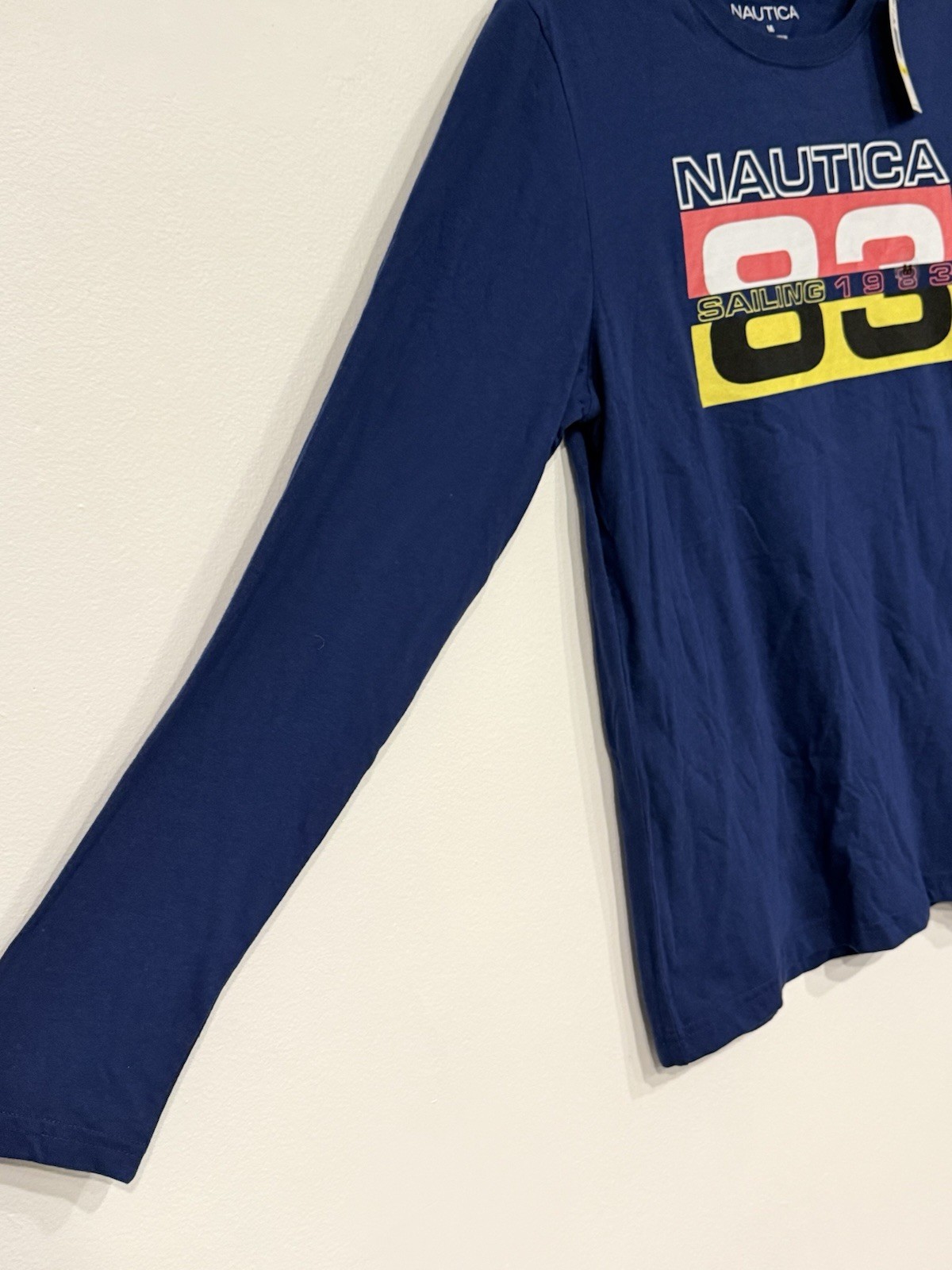 NEW Nautica '1983 Sailing' Shirt Size Medium Navy Long Sleeve Cotton Crew Jersey gallery