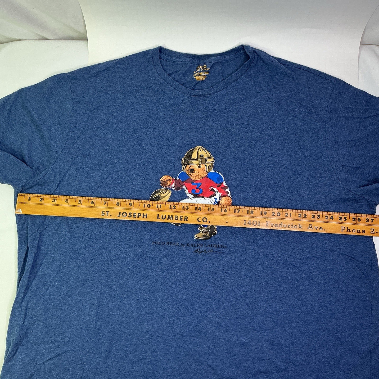 POLO Ralph Lauren Mens Football Bear Graphic T Shirt Size 3XB Blue Preppy gallery