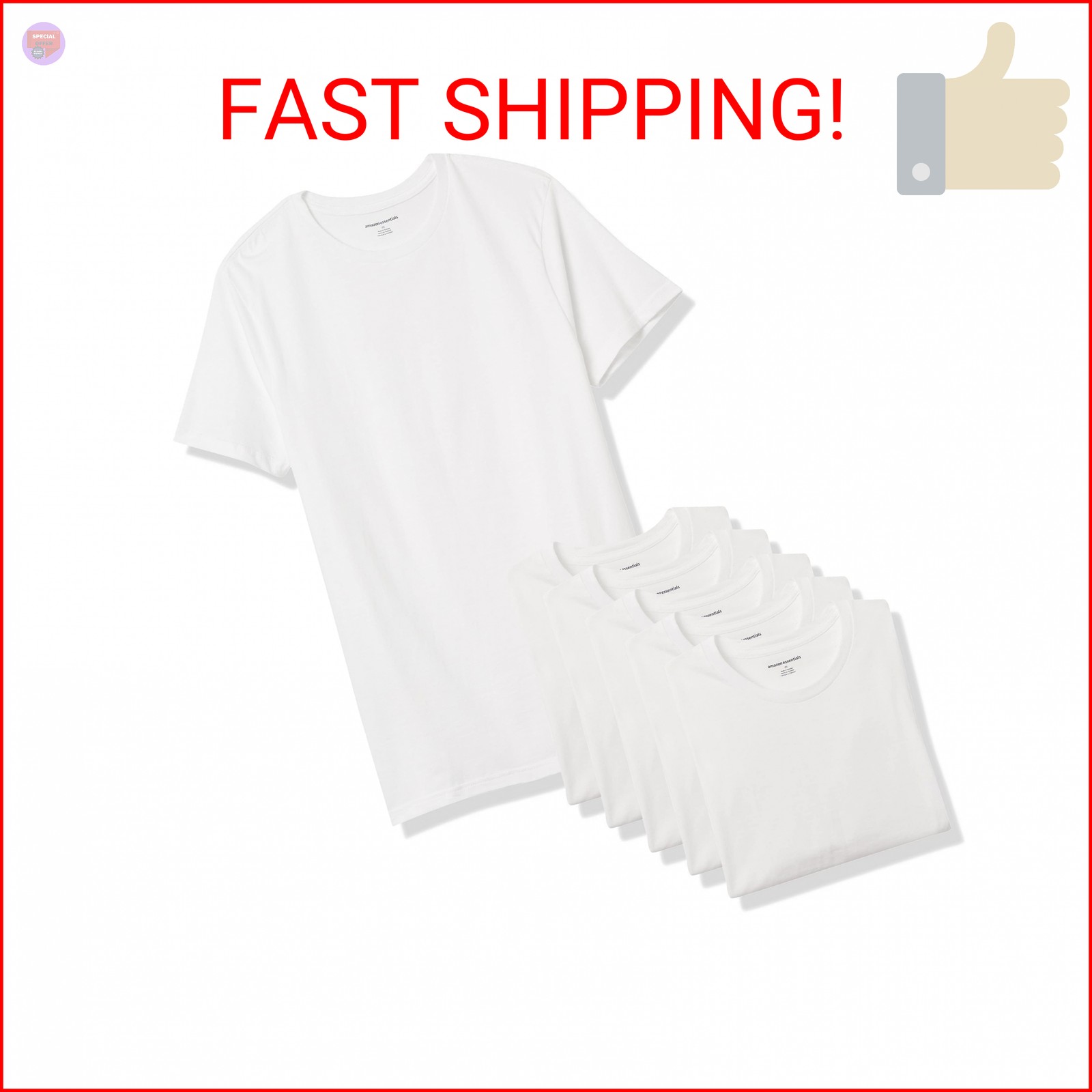Amazon Essentials Men’s Slim Fit Breathable Cotton Crew Neck Undershirts, Pack o