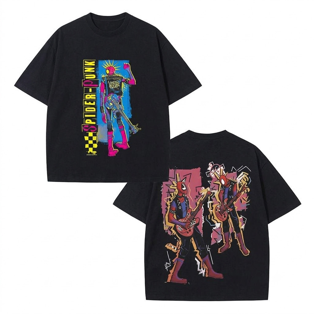 Spider Punk Hobie Brown Colorful Punk Rock Double Sided Vintage Tee
