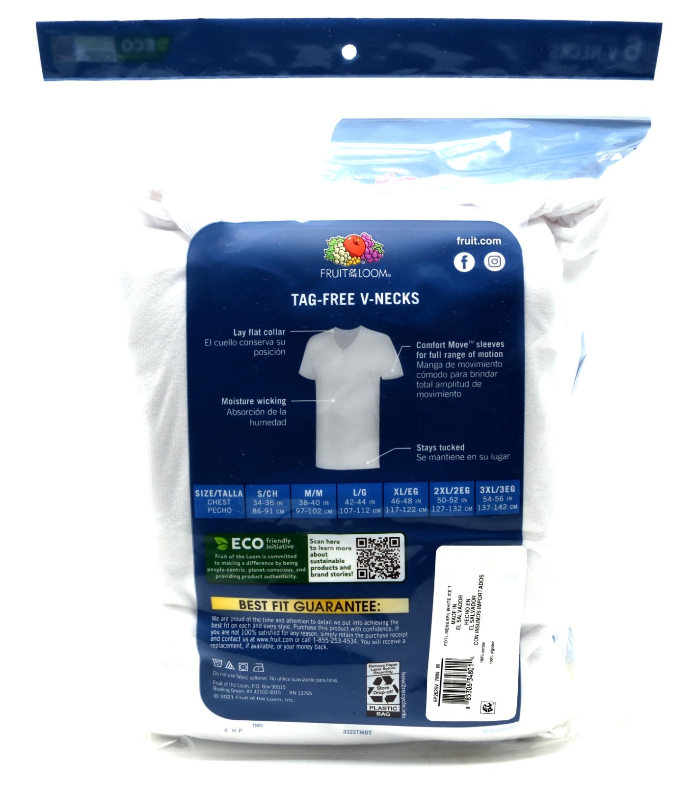 6 White Medium M 38-40 Inch V-Neck T-Shirts Fruit Of The Loom M 97-102 CM gallery