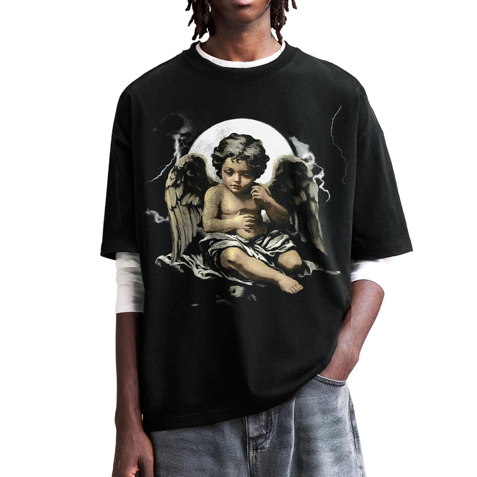 Vintage Praying Baby Angel Shirt Catholic Christian Cherub Graphic Tee gallery