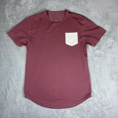 BYLT Drop Cut Lux Shirt Men Medium Maroon Pocket Short Sleeve Active Gym