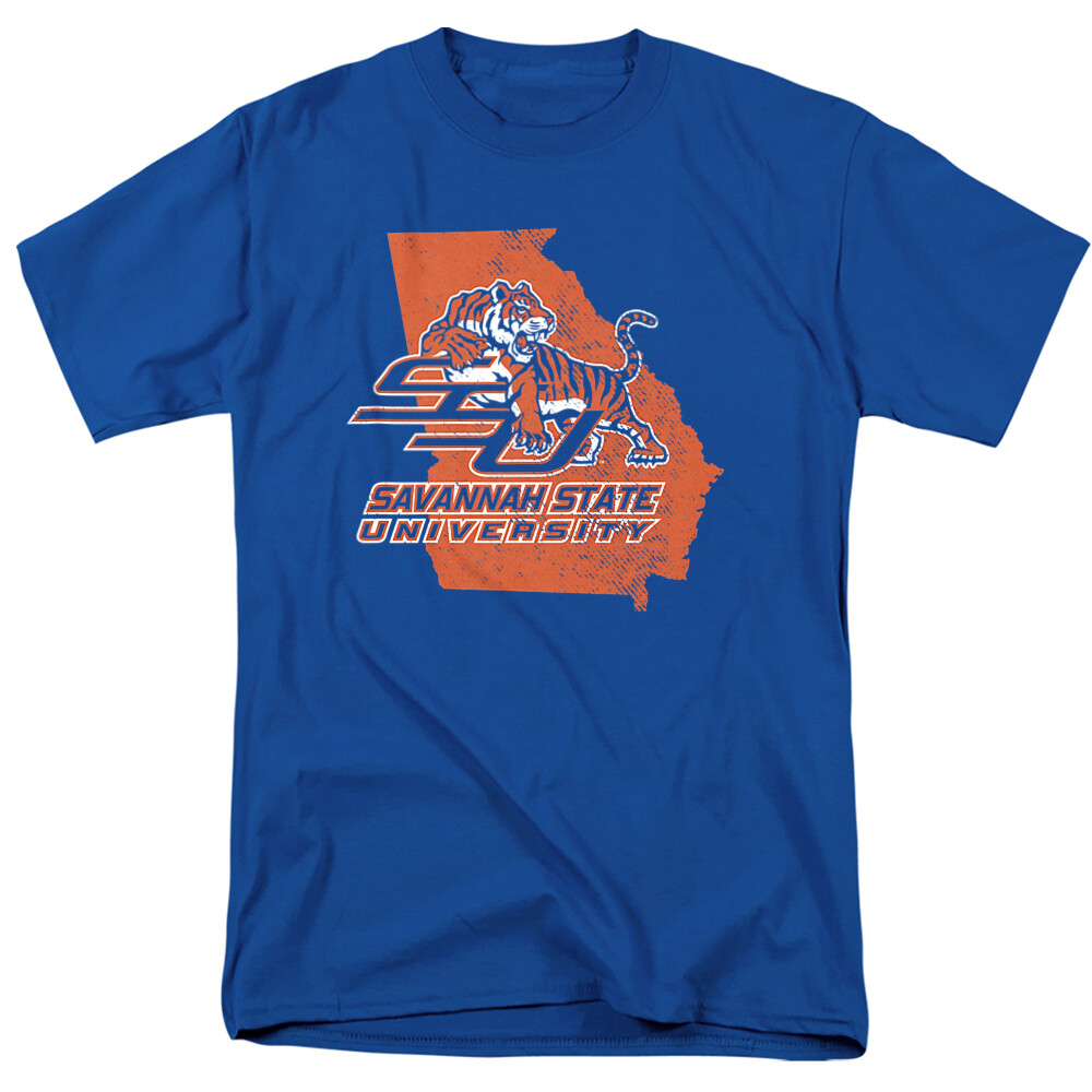 Savannah State University Adult T-Shirt State Shape, Royal Blue, S-5XL gallery