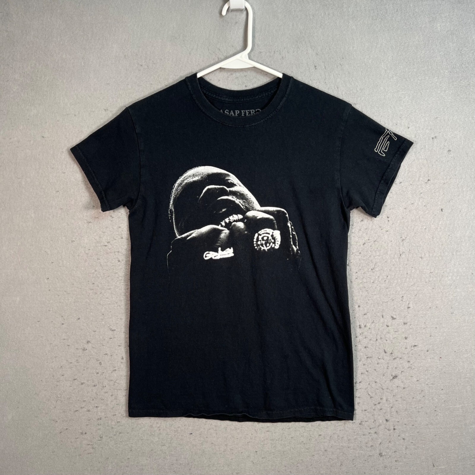 A$AP Ferg Graphic Tee By Goodie Two Sleeves Small Black Rap Tee Mens