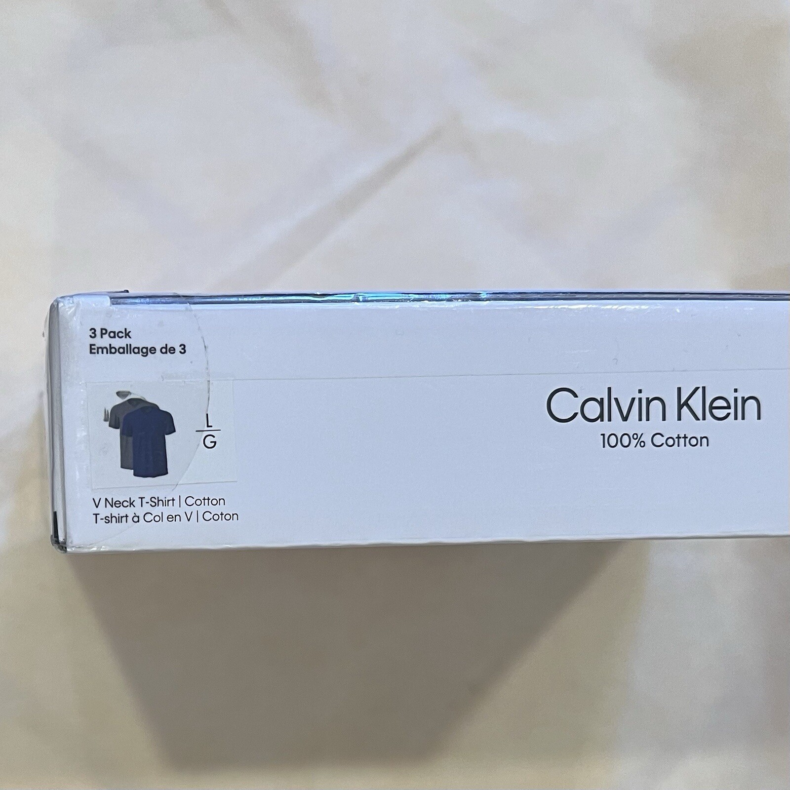 CALVIN KLEIN 3 PACK CLASSIC FIT Soft Breathable Cotton T-SHIRTS V Neck LARGE gallery