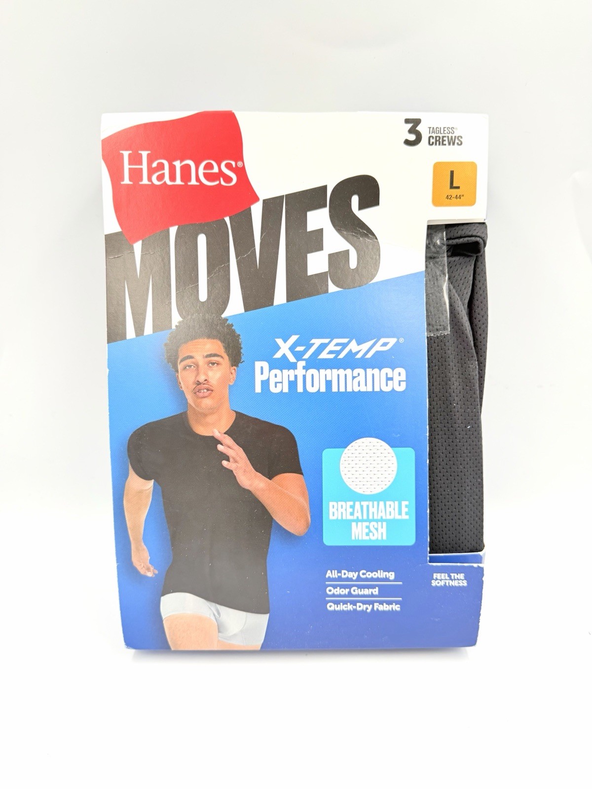 Hanes X-Temp® Breathable Mesh Tagless Crews T-shirts 3Pk Mens Black/Grey Size L gallery