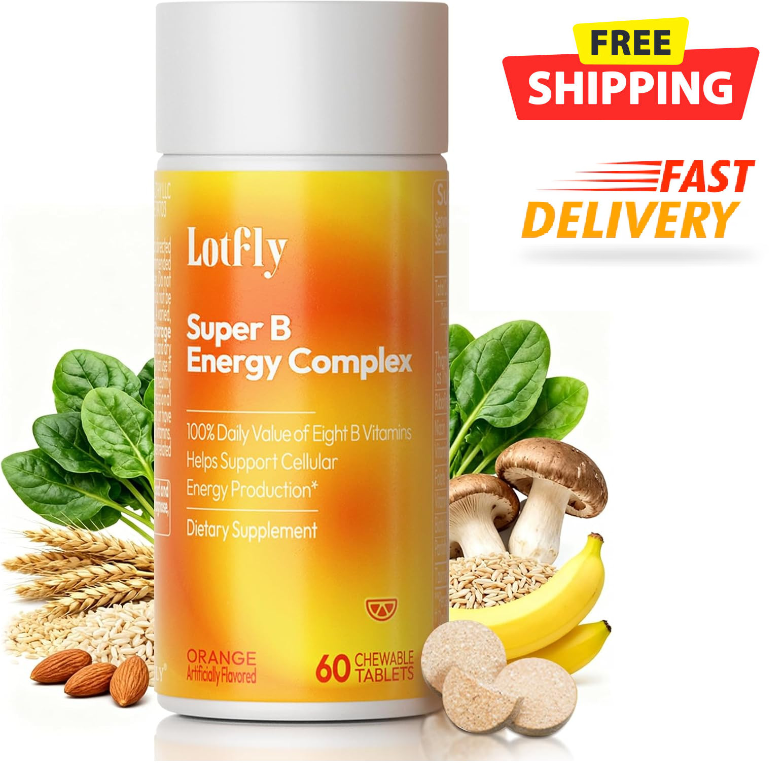 Vitamin B Complex with B1, B2, B3, B5, B6, B7, B9, B12 Taurine–Immune Support, E
