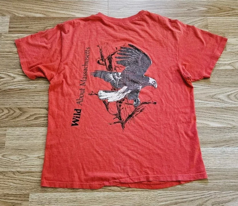 Vintage Massachusetts Audubon Society Eagle T-Shirt 80s 90s Single Stitch Red gallery