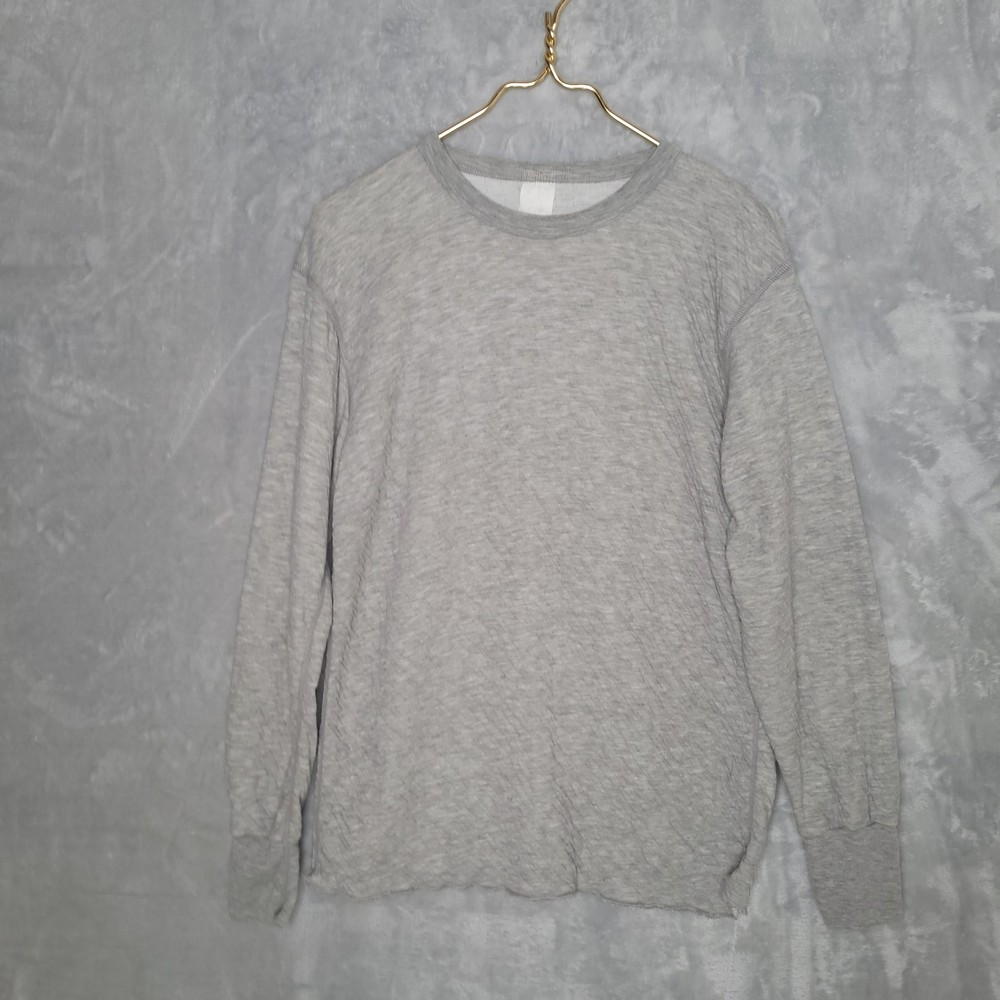Gray Long Sleeve Crew Neck Shirt Size M Base Layer Insulated Outdoor Hiking Warm