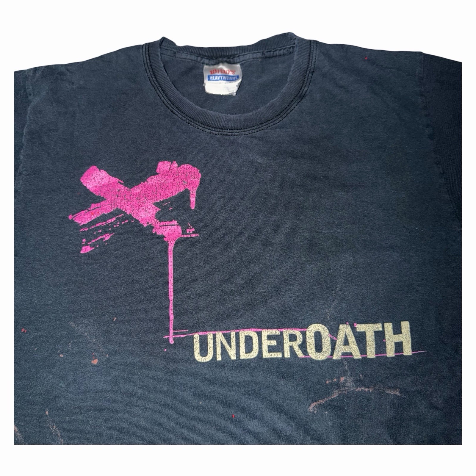 Vintage UnderOath Pink X Band Metalcore T Shirt Mens Small Distressed Flawed Y2k gallery