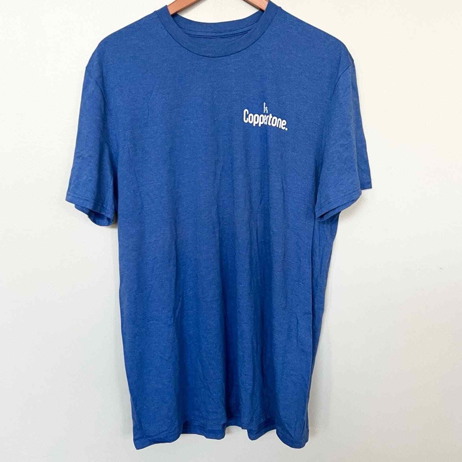 New COPPERTONE Unisex T-shirt Girl Dog Blue SIZE XL It’s Great Outdoors Sun gallery