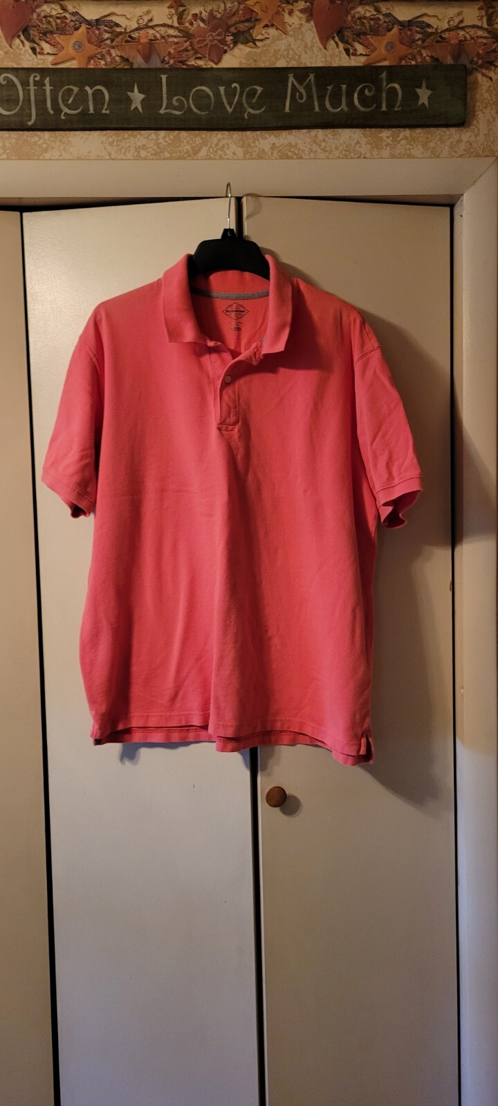 St Johns Bay XXL 2XL Mens Polo Shirt Short Sleeve Easy Care Pockets Pink Salmon gallery