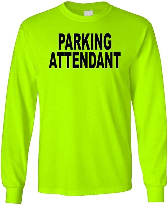 PARKING ATTENDANT Hi-Vis Safety Green Cotton blend Unisex Long Sleeved T-shirt gallery