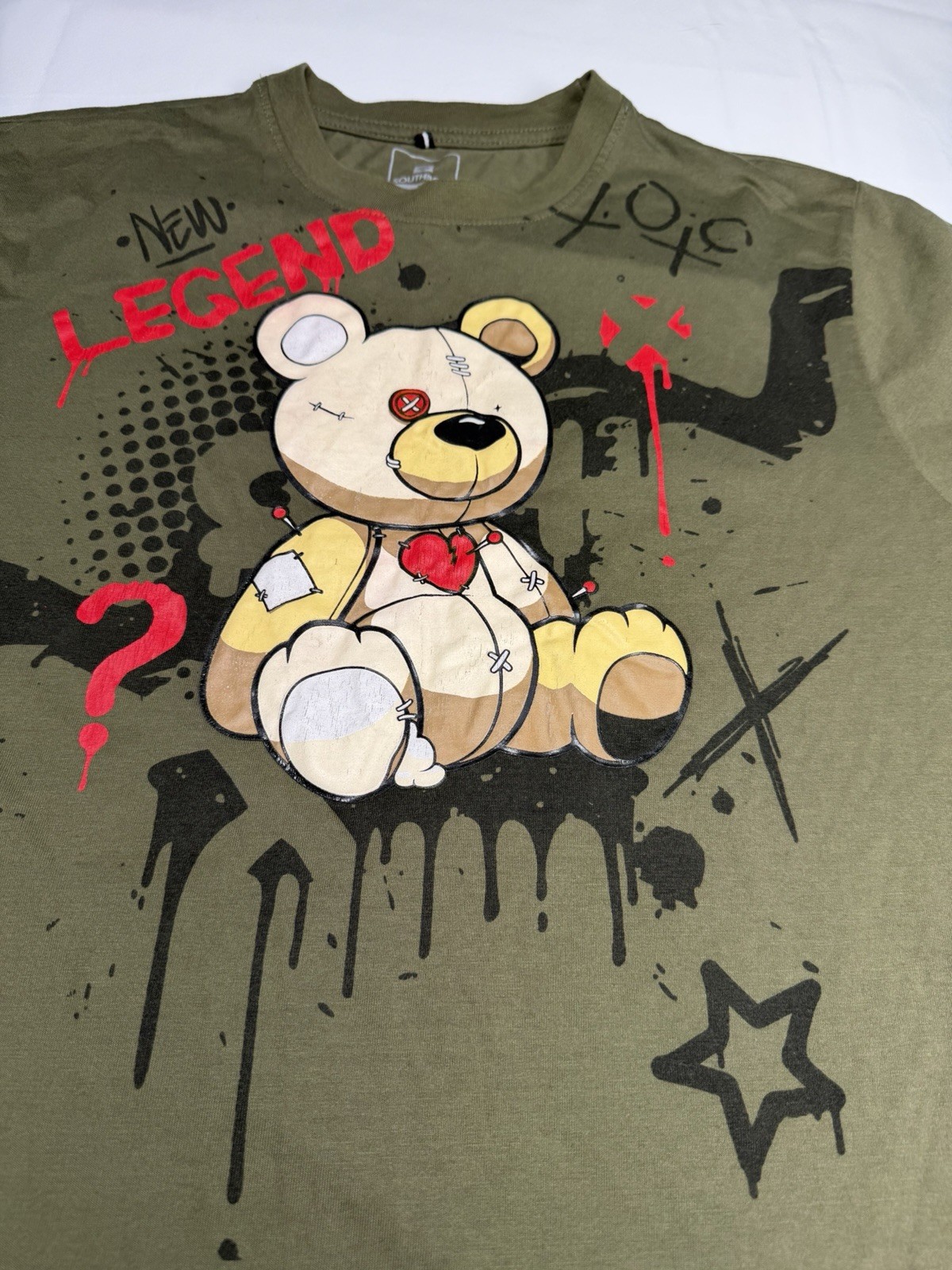 South Pole Men's XL Olive green Graffiti SS Crew Neck Legend Bear gallery