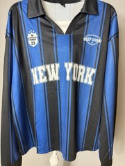 Men’s Manfinity Blue And Black Vertical Striped Casual Streetwear Large Shirt
