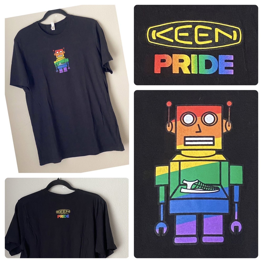 Keen Rainbow Pride Black Shirt M Robot LGBTQ Uneek Sandals