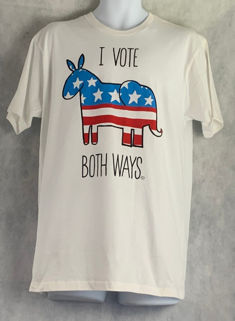 Goodie Two Sleeves Men’s Funny Political Independent Short-Sleeve T-Shirt, White