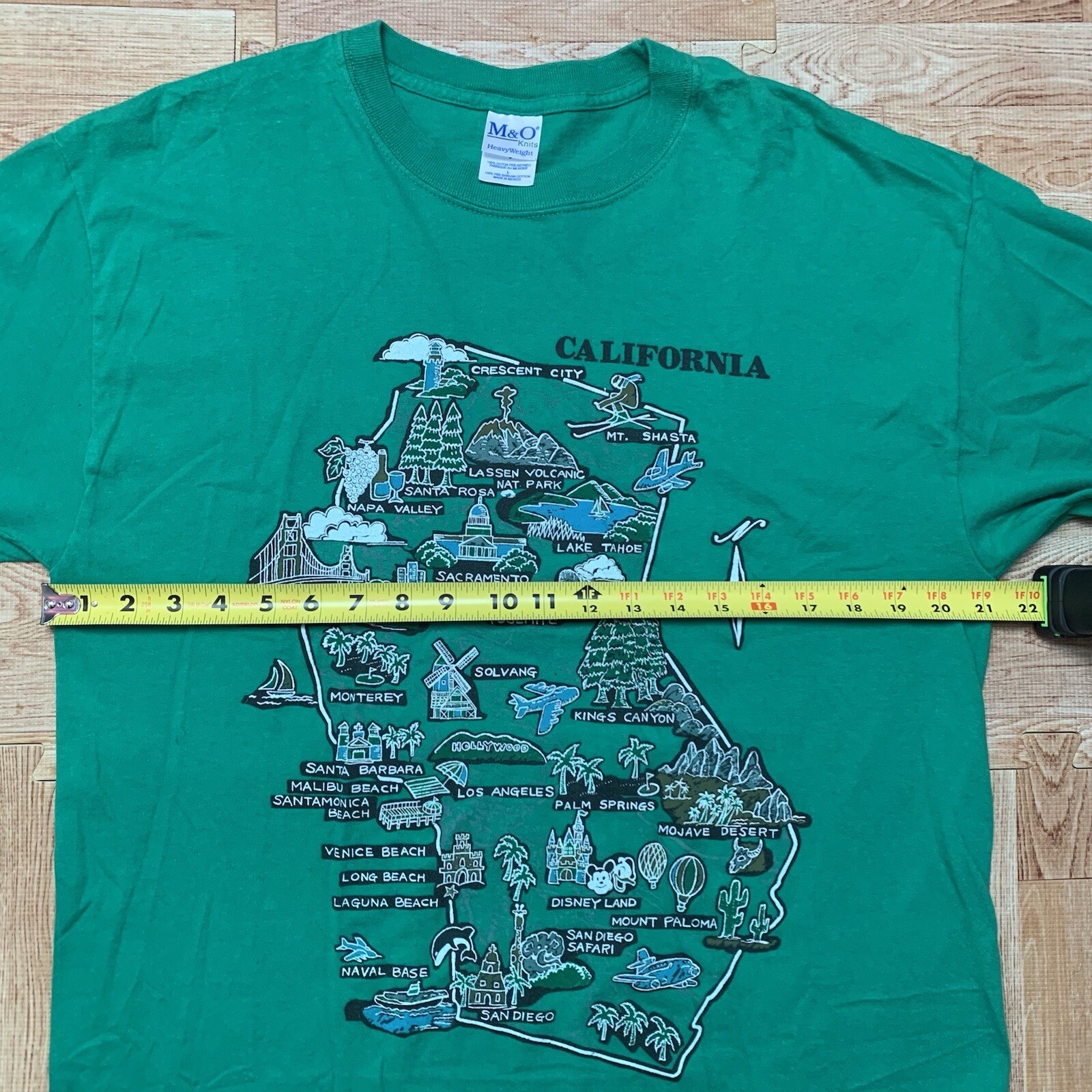 Vintage California Tourist Map Shirt Green Mens Size Large Souvenir Graphic Tee gallery