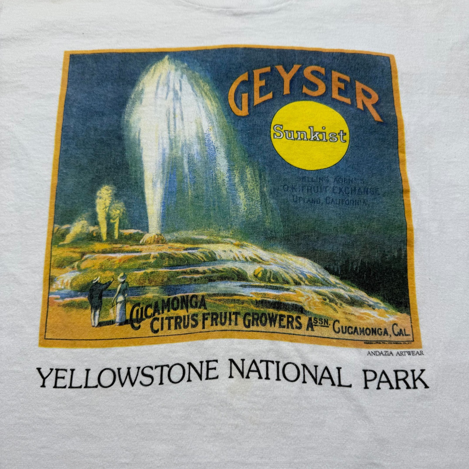 Vintage 90s Yellowstone National Park Geyser Sunkist Andazia Art Shirt - Medium gallery