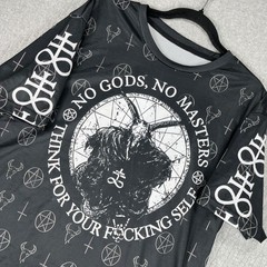 Satanic death rock Goth core punk Baphomet T Shirt Men Black No Gods No Masters