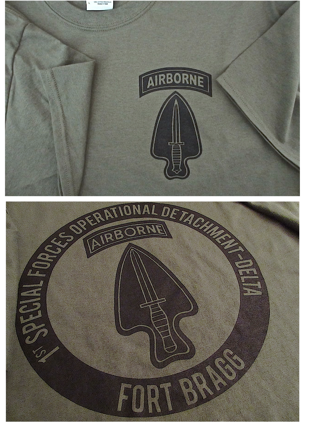 Delta Force Airborne (1st SFOD-D) Fort Bragg Silk-Screened T-Shirt LARGE 6oz